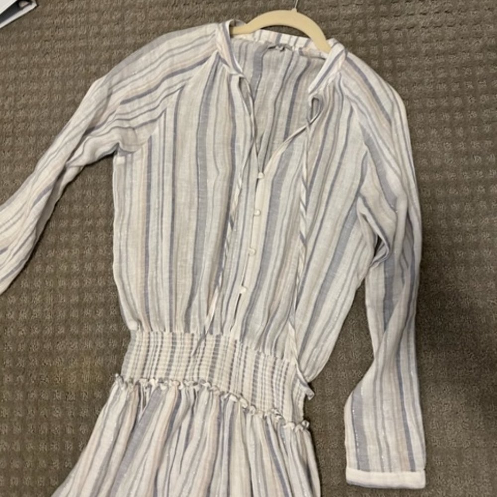 RAILS Jasmine Azure Stripe Smocked Dress - Size XS